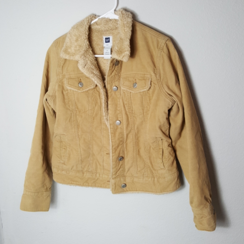 Corduroy sherpa lined tan jacket size M EUC